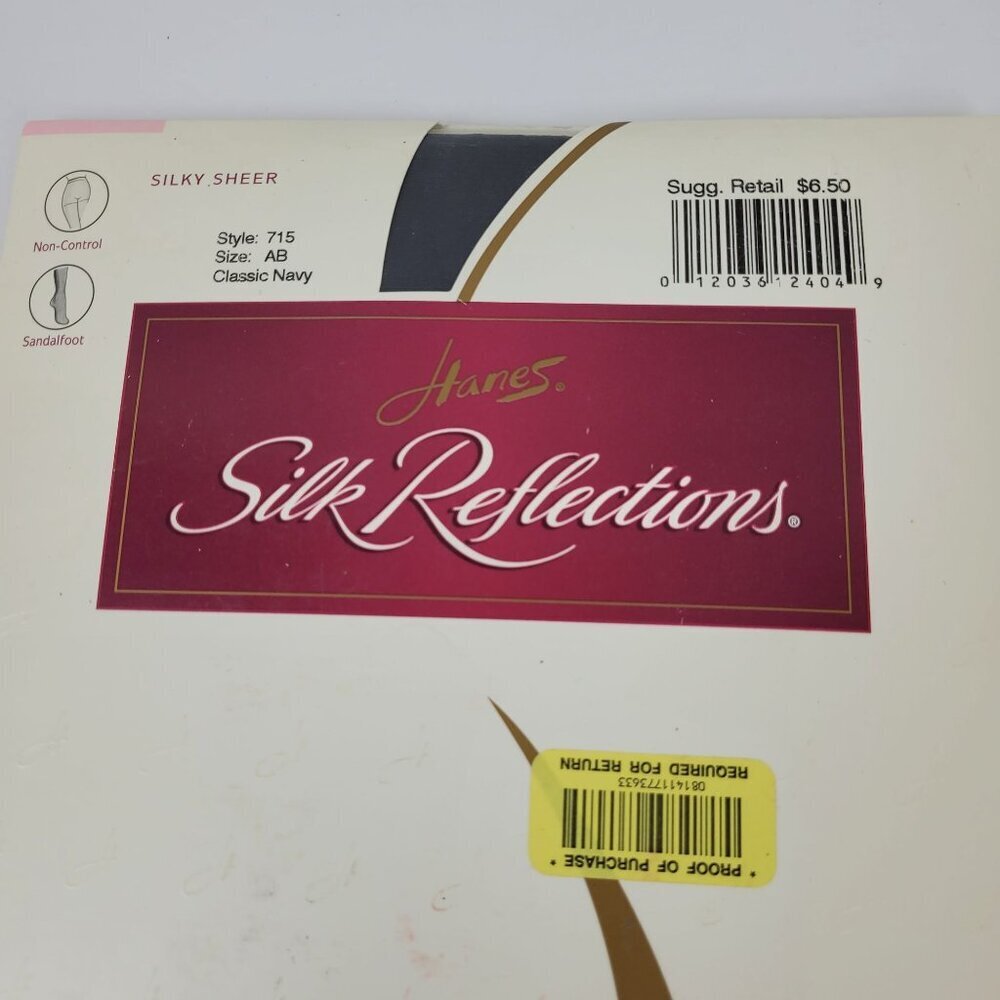 Vintage Hanes Silk Reflections Navy Blue Pantyhose - Picture 4 of 4